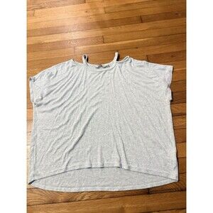Athleta Size XL Off Shoulder Short Sleeve Ribbed Shirt Gray